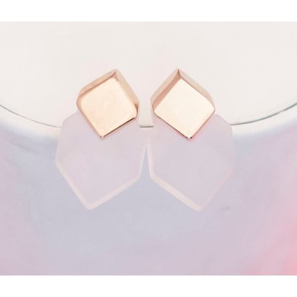 Vintage Clear Cubes Stud Earrings by Avon - P2 - Picture 1 of 3